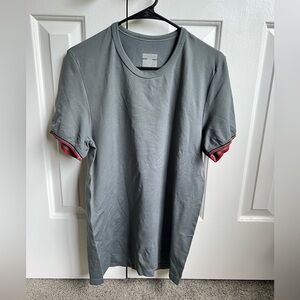 Gray Men's T-Shirt with Red Accents